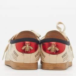 مملوكة مسبقًا Gucci Falacer Invite Print Size 36.5 Beige Leather Low Top Sneakers