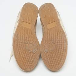 مملوكة مسبقًا Gucci Falacer Invite Print Size 36.5 Beige Leather Low Top Sneakers