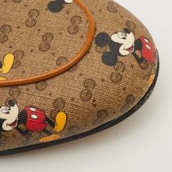 Pre Owned Gucci x Disney Princetown Size 37.5 Brown Mickey Mouse Print GG Supreme Canvas Flat Mules