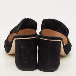 Pre Owned Gucci GG Marmont Size 40 Black Suede Slide Sandals