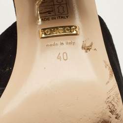 Pre Owned Gucci GG Marmont Size 40 Black Suede Slide Sandals