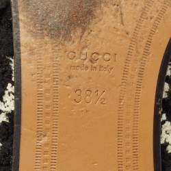 Pre Owned Gucci Jordaan Size 38.5 Black/White Leather and Tweed Loafers