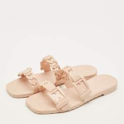 Pre Owned Gucci Size 35 Beige Rubber Flat Slides 