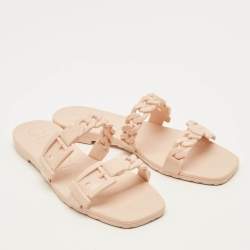 Pre Owned Gucci Size 35 Beige Rubber Flat Slides 