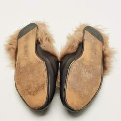 مملوكة مسبقًا Gucci Princetown Size 41 Black Leather Tiger Embroidered Horsebit Flat Mules