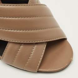 Pre Owned Gucci Webby Size 41 Brown Quilted Leather Criss Cross Slide Sandals