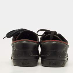 Pre Owned Gucci imprime Size 39 Black Leather and PVC GG Low Top Sneakers