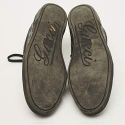 Pre Owned Gucci imprime Size 39 Black Leather and PVC GG Low Top Sneakers