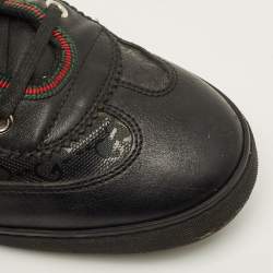 Pre Owned Gucci imprime Size 39 Black Leather and PVC GG Low Top Sneakers