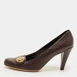 Pre Owned Gucci Hysteria Size 40 Brown Guccissima  Leather Pumps