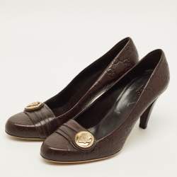 Pre Owned Gucci Hysteria Size 40 Brown Guccissima  Leather Pumps