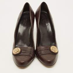 Pre Owned Gucci Hysteria Size 40 Brown Guccissima  Leather Pumps