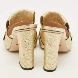 Pre Owned Gucci GG Marmont Size 40.5 Gold Foil Leather Slide Sandals