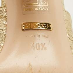 Pre Owned Gucci GG Marmont Size 40.5 Gold Foil Leather Slide Sandals