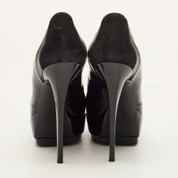 مملوكة مسبقًا Gucci Size 38 Black Leather and Patent Leather Platform Pumps