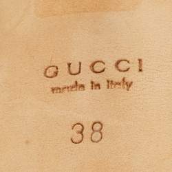 Pre Owned Gucci Size 38 Black Leather Peep Toe Platform Ankle Length Boots