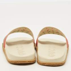 Pre Owned صندل مسبح غووتشي بمطاط وردي وشعار مقاس 40