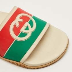 Pre Owned صندل مسبح غووتشي بمطاط وردي وشعار مقاس 40