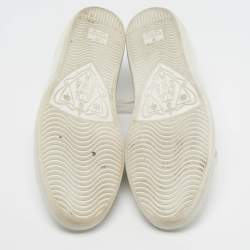 Pre Owned Gucci Ace Size 39.5 White Croc Embossed Leather and Leather Lace Up Sneakers