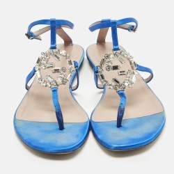 مملوكة مسبقًا صندل غوتشي ساتان أسود جي جي متداخلة مزخرف كريستال بحزام للكاحل مقاس 38.5