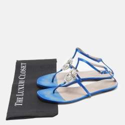 مملوكة مسبقًا صندل غوتشي ساتان أسود جي جي متداخلة مزخرف كريستال بحزام للكاحل مقاس 38.5