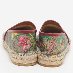 مملوكة مسبقًا Gucci Size 38.5 Multicolor GG Floral Coated Canvas Slip On Espadrille Flats