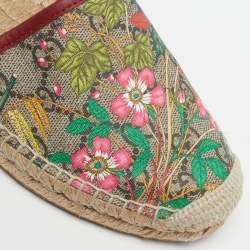 مملوكة مسبقًا Gucci Size 38.5 Multicolor GG Floral Coated Canvas Slip On Espadrille Flats