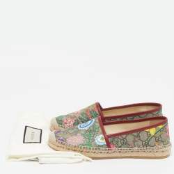 مملوكة مسبقًا Gucci Size 38.5 Multicolor GG Floral Coated Canvas Slip On Espadrille Flats