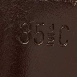 Pre Owned حذاء كعب عالي غوتشي جلد بني داكن نعل سميك شعار غوتشي المتشابك مقاس 35.5