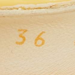 مملوكة مسبقًا صندل غوتشي منصة سميك قاعدة فلين جلد لامع أصفر مقاس 36