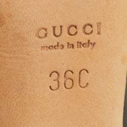 مملوكة مسبقًا حذاء كعب عالي غوتشي مقدمة مفتوحة بيت جلد أسود براءة اختراع حجم 36 قشرة سلحفاة بيت 