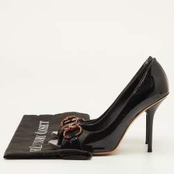 مملوكة مسبقًا حذاء كعب عالي غوتشي مقدمة مفتوحة بيت جلد أسود براءة اختراع حجم 36 قشرة سلحفاة بيت 