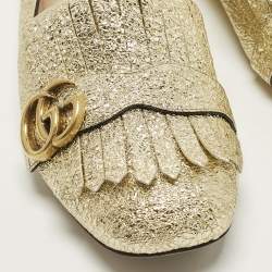 مملوكة مسبقًا Gucci GG Marmont Size 41.5 Gold Crinkled  Leather Ballet Flats