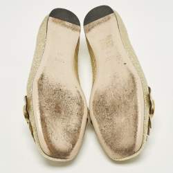 مملوكة مسبقًا Gucci GG Marmont Size 41.5 Gold Crinkled  Leather Ballet Flats