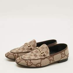 Pre Owned حذاء لوفرز غوتشي جوردان جلد وتويد أبيض/أسود مقاس 38.5