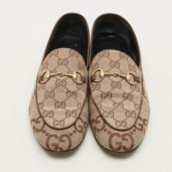 Pre Owned حذاء لوفرز غوتشي جوردان جلد وتويد أبيض/أسود مقاس 38.5