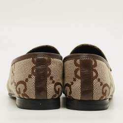 Pre Owned حذاء لوفرز غوتشي جوردان جلد وتويد أبيض/أسود مقاس 38.5