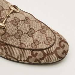 Pre Owned حذاء لوفرز غوتشي جوردان جلد وتويد أبيض/أسود مقاس 38.5