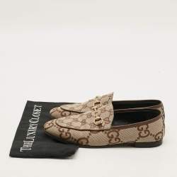 Pre Owned حذاء لوفرز غوتشي جوردان جلد وتويد أبيض/أسود مقاس 38.5