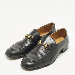 Pre Owned Gucci Horsebit Size 40 Black Leather Foldable Loafers