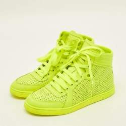 مملوكة مسبقًا Gucci Coda  Neon  Size 36 Green Perforated Leather High Top Sneakers
