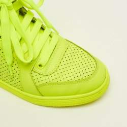 مملوكة مسبقًا Gucci Coda  Neon  Size 36 Green Perforated Leather High Top Sneakers