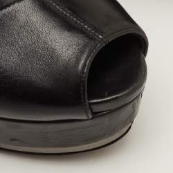 مملوكة مسبقًا Gucci Size 37 Black Leather Platform Peep Toe Ankle Length Boots