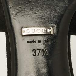 Pre Owned Gucci Maxime Size 37.5 Black Suede Slide Sandals