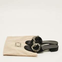 Pre Owned Gucci Maxime Size 37.5 Black Suede Slide Sandals