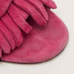 Pre Owned صندل غوتشي مفتوح الأصابع من الجلد السويدي الوردي مع شرابة جي جي مارمونت