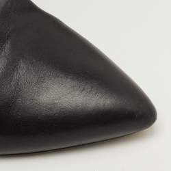 Pre Owned Gucci Horsebit Accent Size 39 Black Leather Pointed Toe Mid Calf Boots