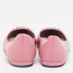 Pre Owned Gucci Coline Size 36.5 Pink Leather Studded Ballet Flats