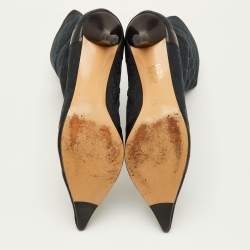 مملوكة مسبقًا Gucci Size 38.5 Black GG Canvas and Leather Pointed Toe Ankle Length Boots