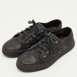 Pre Owned Gucci Size 39 Black GG Canvas and Leather Low Top Sneakers